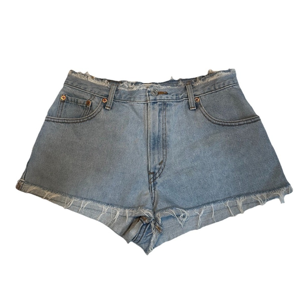 Levi's 550 Jean Shorts Womens  Size 10 Blue Denim Relaxed Fit Cut Off Top & Btm